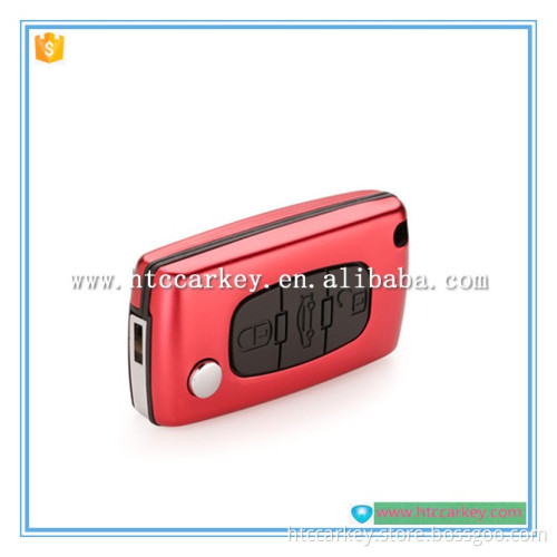 Auto flip Key Shell hight quality 3 button for peugeot car key case with boot button